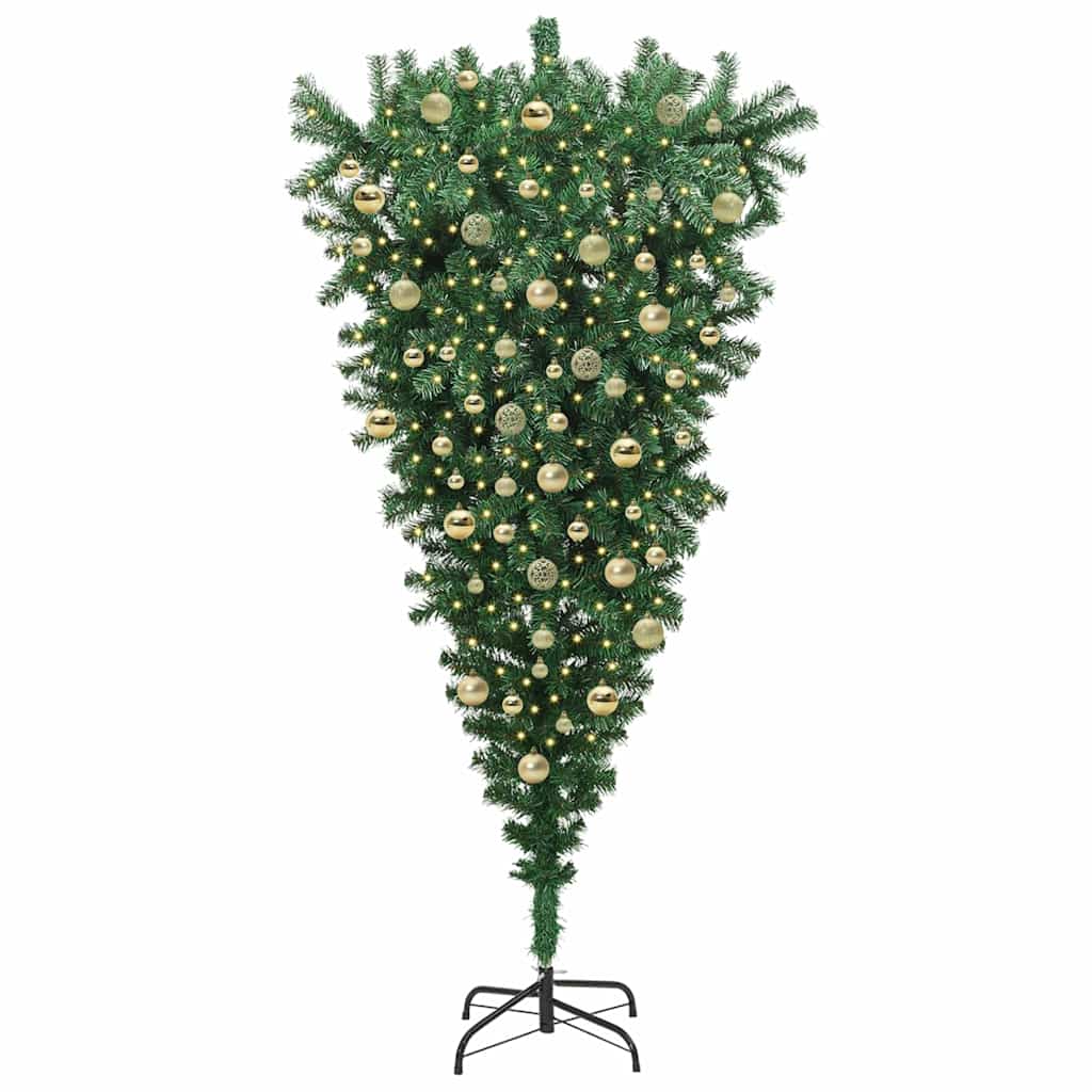 Umgedrehter Kunst Weihnachtsbaum mit Kugelset Grün 210 cm PVC