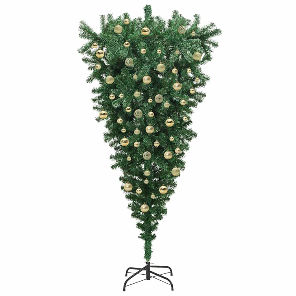 Umgedrehter Kunst Weihnachtsbaum mit Kugelset Grün 210 cm PVC