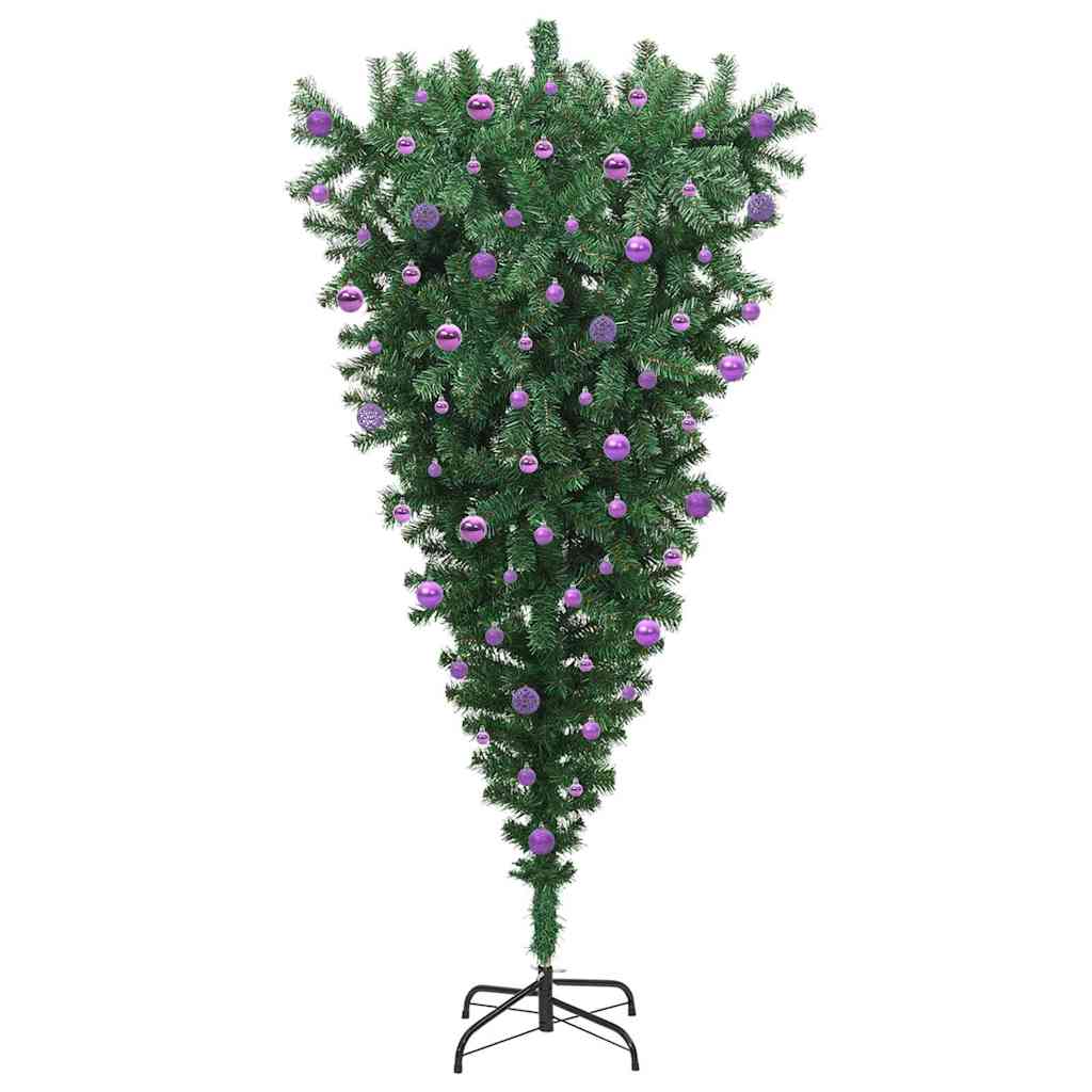 Umgedrehter künstlicher vorbeleuchteter Weihnachtsbaum mit Kugelset