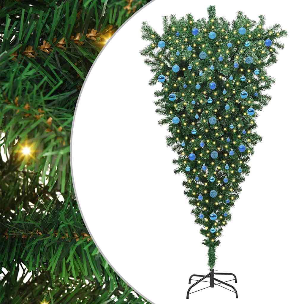 Umgedrehter künstlicher vorbeleuchteter Weihnachtsbaum mit Ball-Set