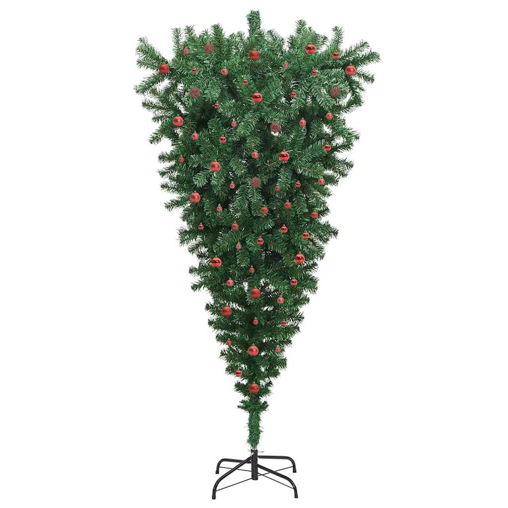 Umgedrehter künstlicher vorbeleuchteter Weihnachtsbaum mit Kugelset