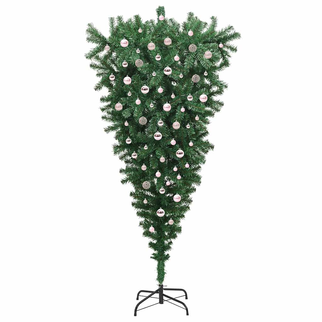 Umgedrehter künstlicher beleuchteter Weihnachtsbaum mit Kugelset