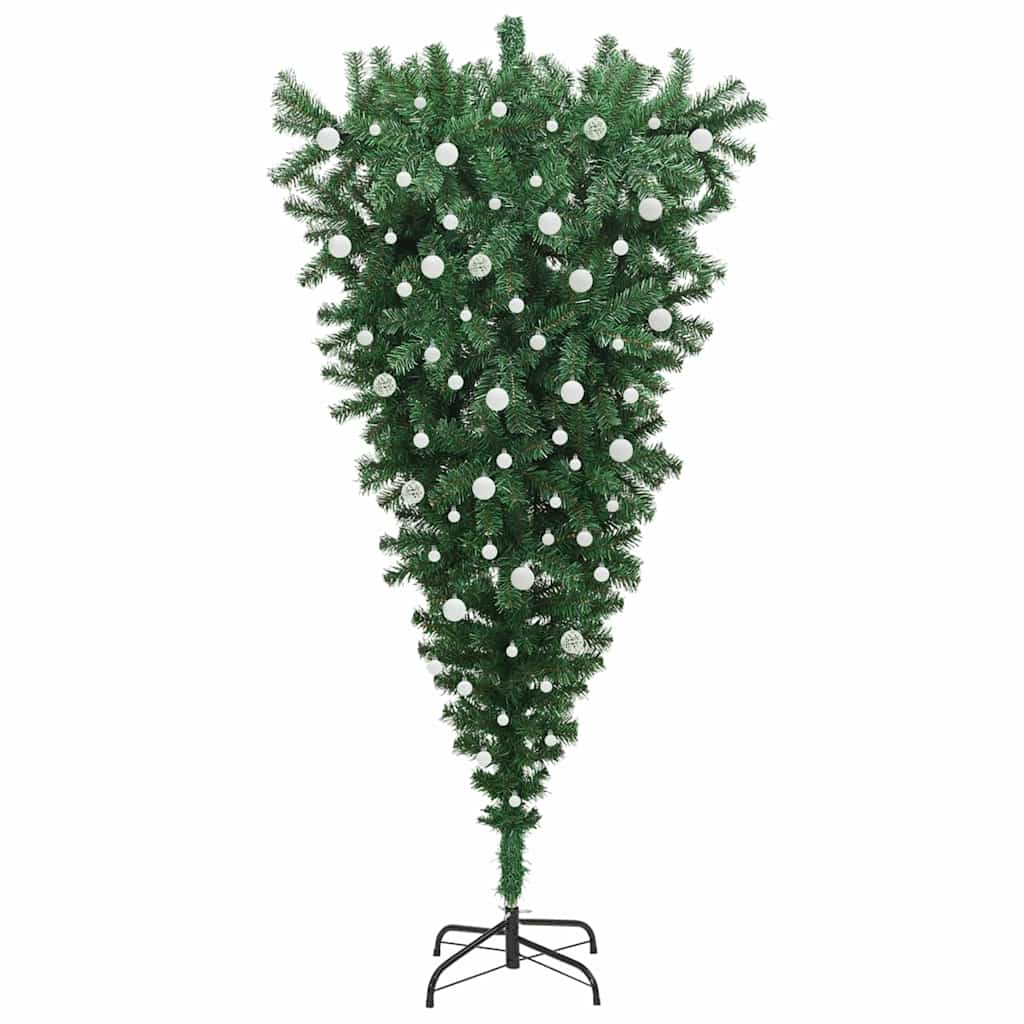 Umgedrehter künstlicher vorbeleuchteter Weihnachtsbaum mit Kugelset