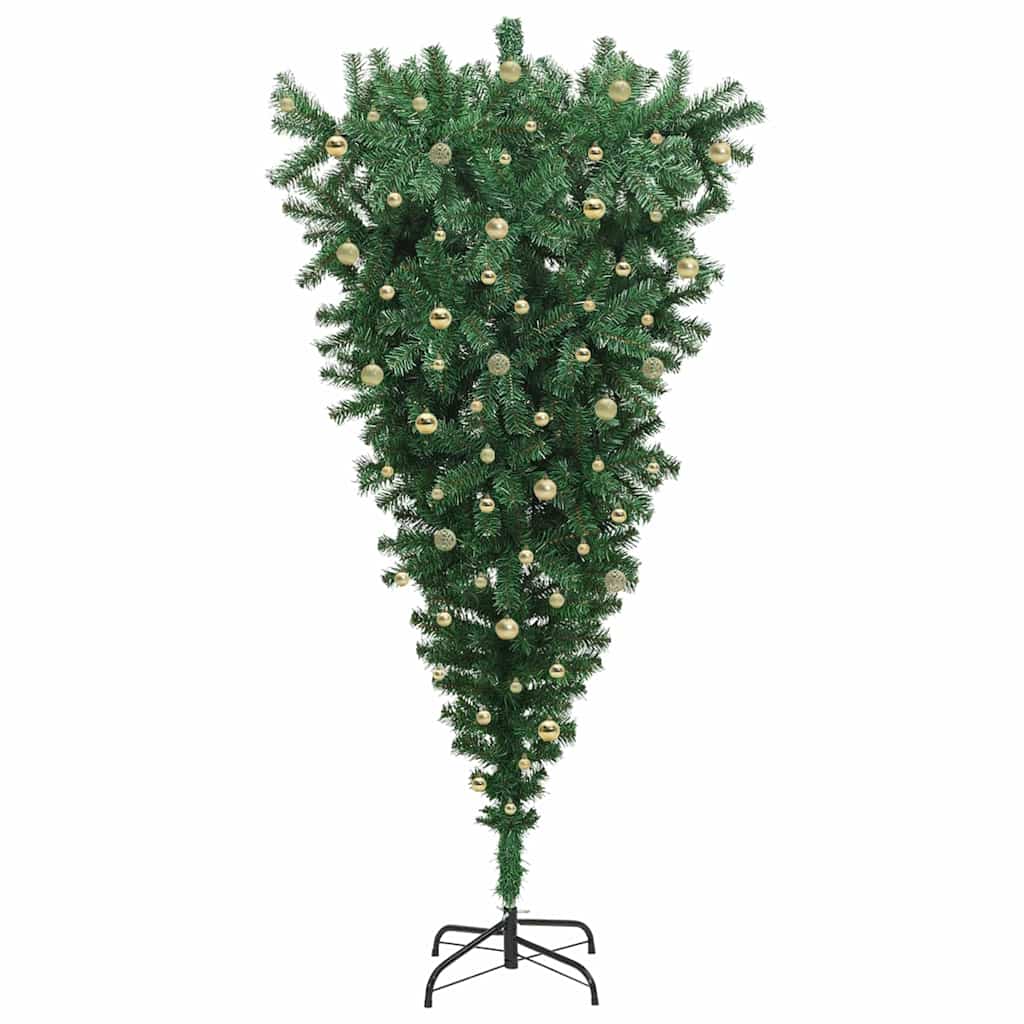 Umgedrehter künstlicher vorbeleuchteter Weihnachtsbaum mit Kugelset