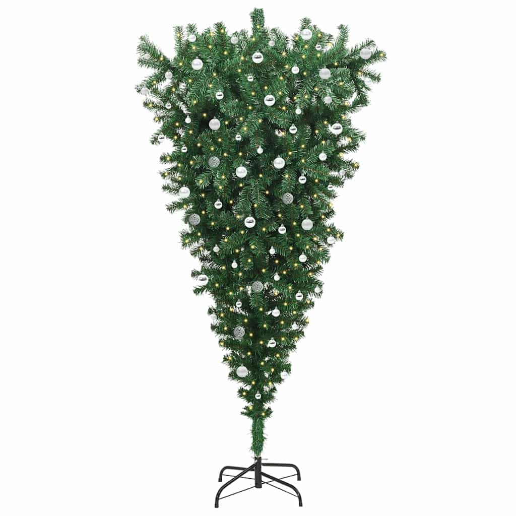 Umgedrehter künstlicher vorbeleuchteter Weihnachtsbaum mit Ball-Set