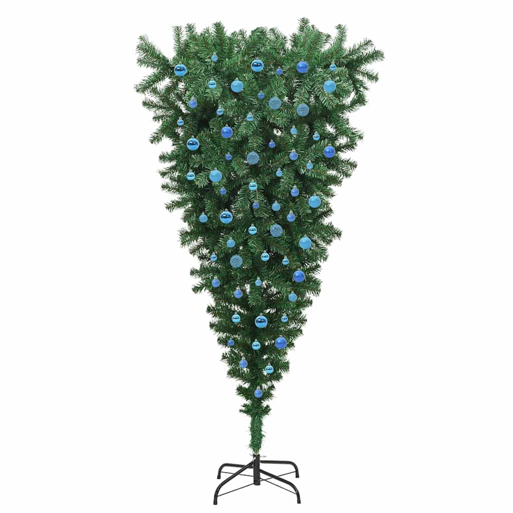 Umgedrehter künstlicher vorbeleuchteter Weihnachtsbaum mit Kugelset