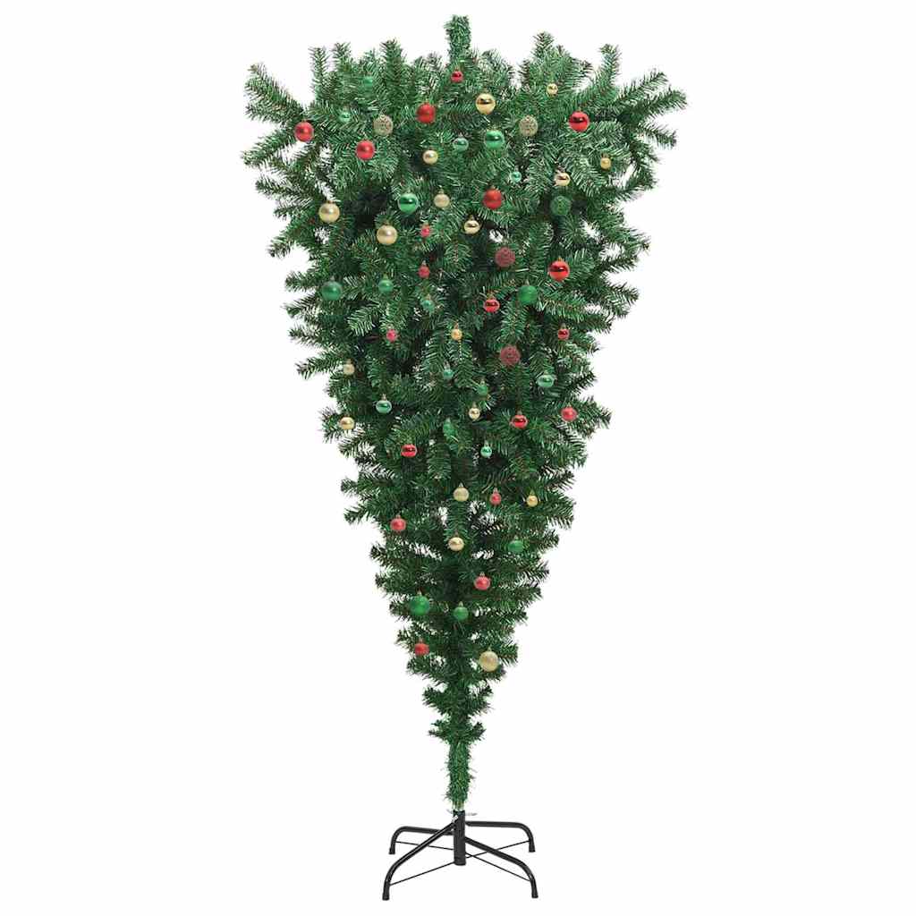 Umgedrehter künstlicher Weihnachtsbaum mit beleuchtetem Ball-Set