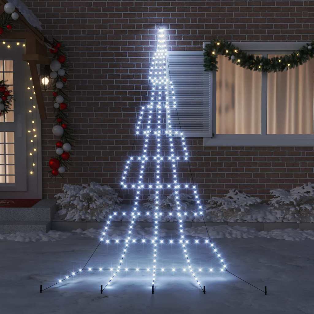 LED Weihnachtsbaum mit Erdspießen Kaltes Weiß 500 cm Metall