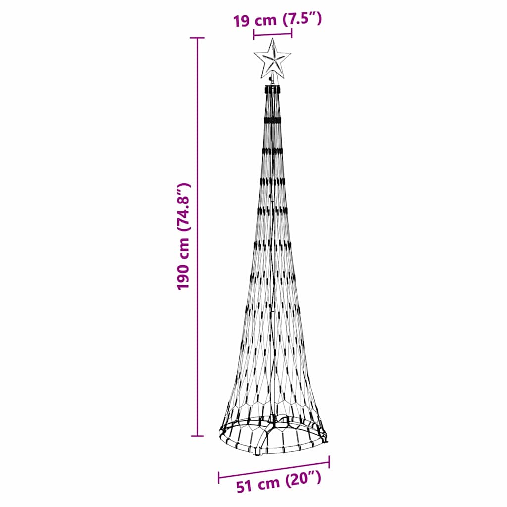 LED Weihnachtsbaum Mehrfarbig 51 x 51 x 190 cm Metall