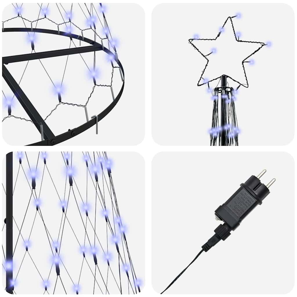 LED Weihnachtsbaum mit 290 LEDs Blau 100 x 100 x 250 cm Metall