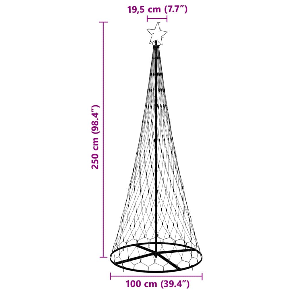 LED Weihnachtsbaum Mehrfarbig 100 x 100 x 250 cm Metall