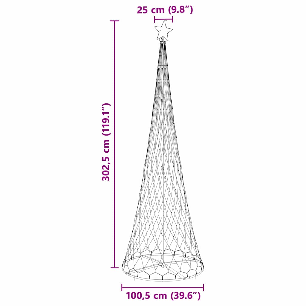 LED Weihnachtsbaum Warmes Weiß 100,5 x 100,5 x 302,5 cm Metall