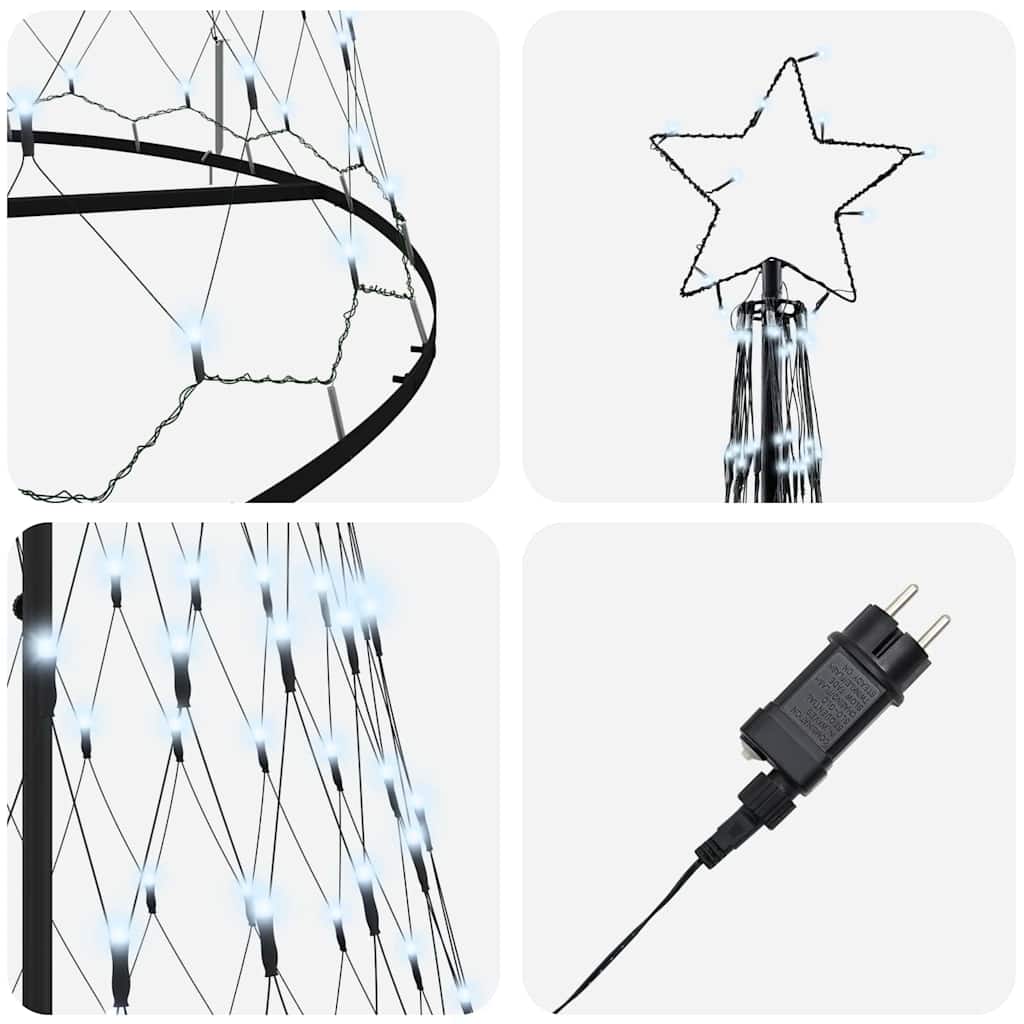 LED Weihnachtsbaum Kaltes Weiß 138,5 x 138,5 x 399 cm Metall