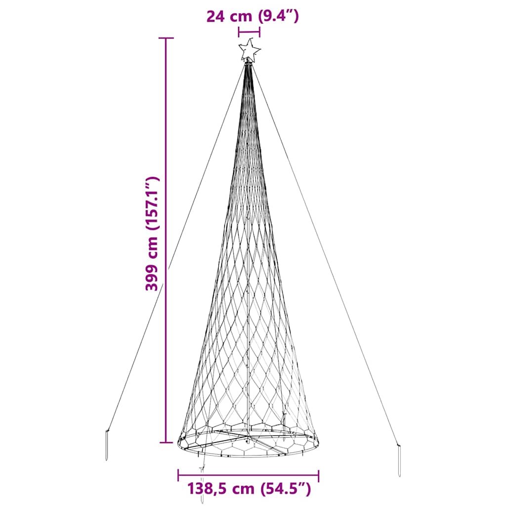 LED Weihnachtsbaum Kaltes Weiß 138,5 x 138,5 x 399 cm Metall