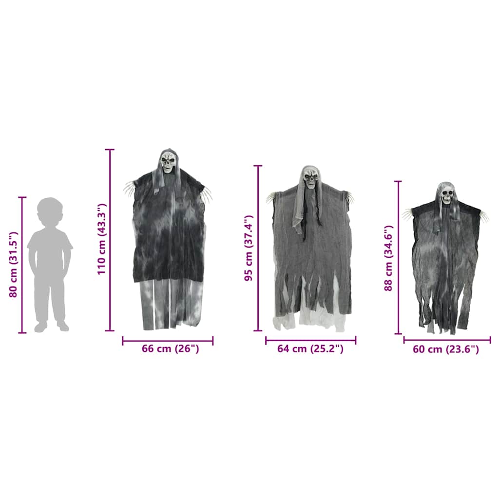 Hängender Halloween Geist 3 pcs Schwarz 66 x 110 cm Polyester