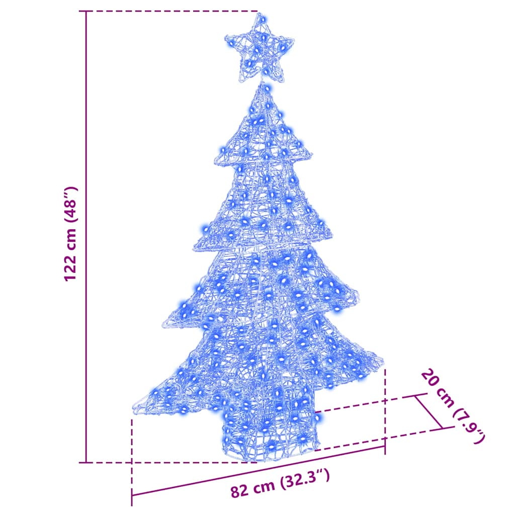 Weihnachtsbaum mit 100 LEDs Blau 120 cm Acryl