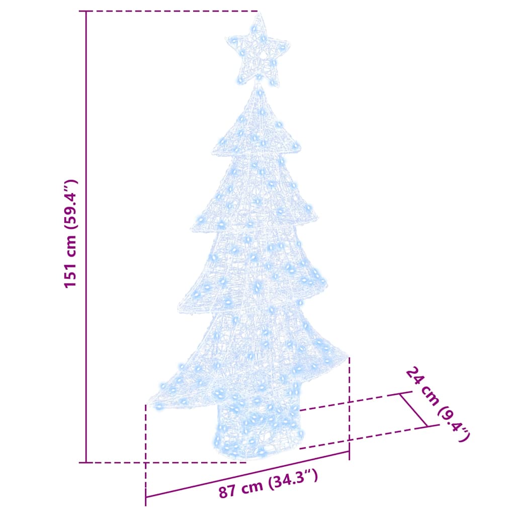 Weihnachtsbaum mit 160 LEDs Kaltweiß 150 cm Acryl