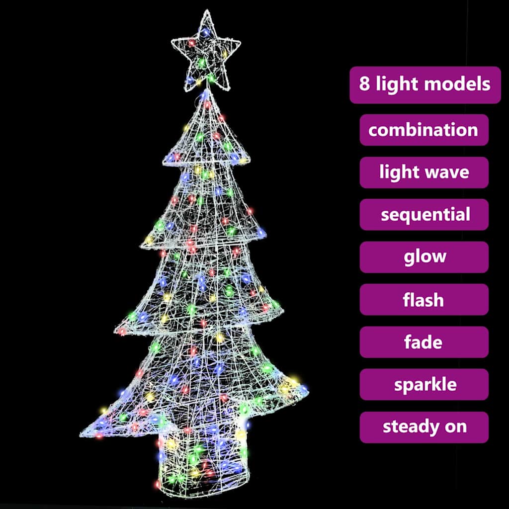 Weihnachtsbaum mit 160 LEDs Mehrfarbig 150 cm Acryl