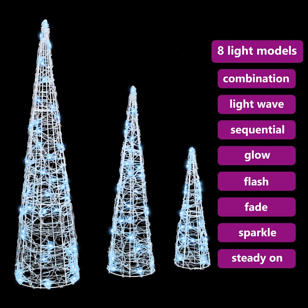 Weihnachtsbaum mit 90 LEDs 3 pcs Kaltweiß 20 x 20 x 80 cm Acryl