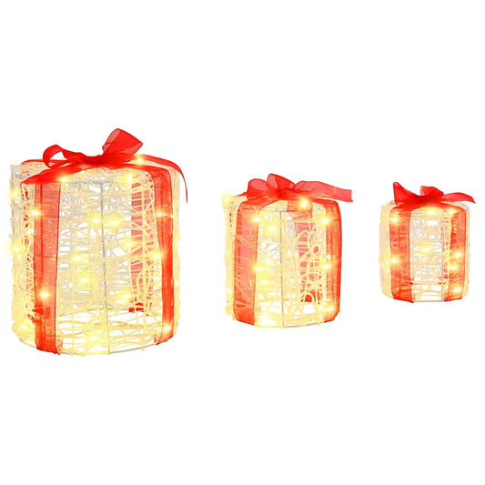 Geschenkbox Dekoration 3 pcs Warmweiß 20 x 20 x 21 cm Acryl