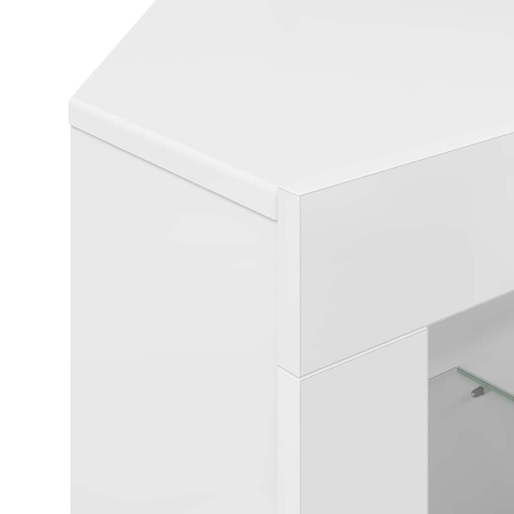 Eck-LED-TV-Schrank Wandmontiert Hochglanz Weiß 104 x 40 x 68 cm