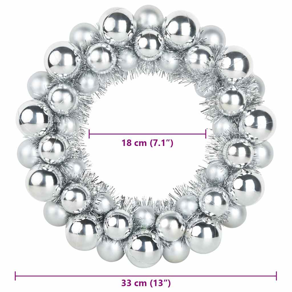 Weihnachtsballkränze 2 pcs Silber 33 x 33 x 7 cm Polystyrol