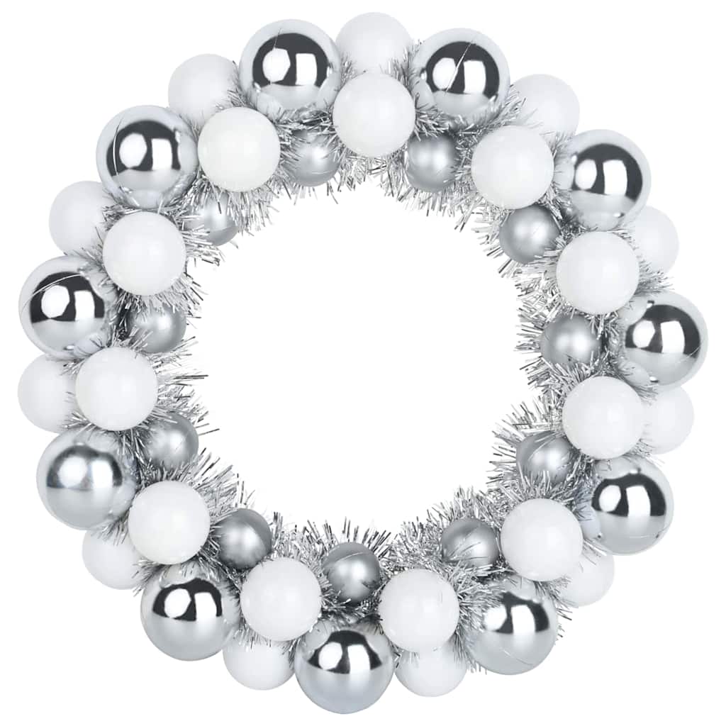 Weihnachtsballkränze 2 pcs Weiß und Silber 33 x 33 x 7 cm