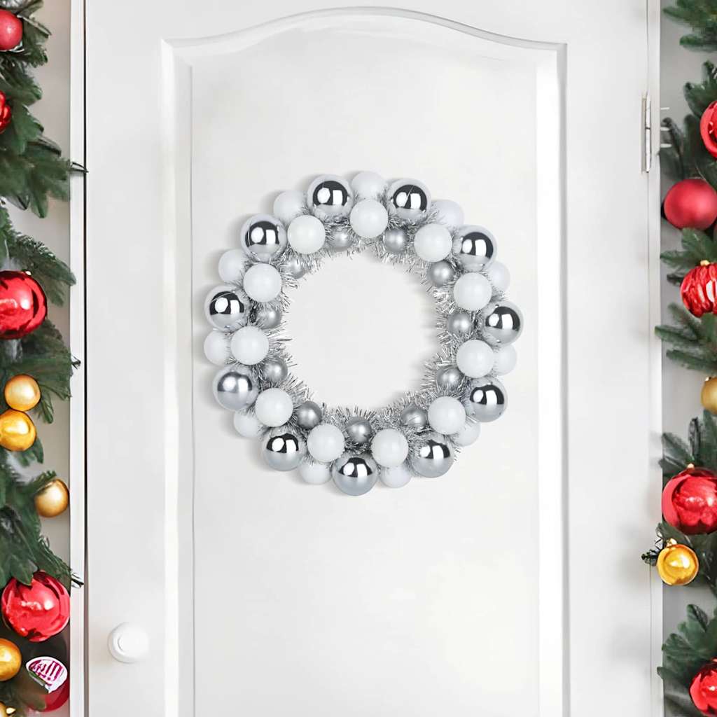 Weihnachtsballkränze 2 pcs Weiß und Silber 33 x 33 x 7 cm