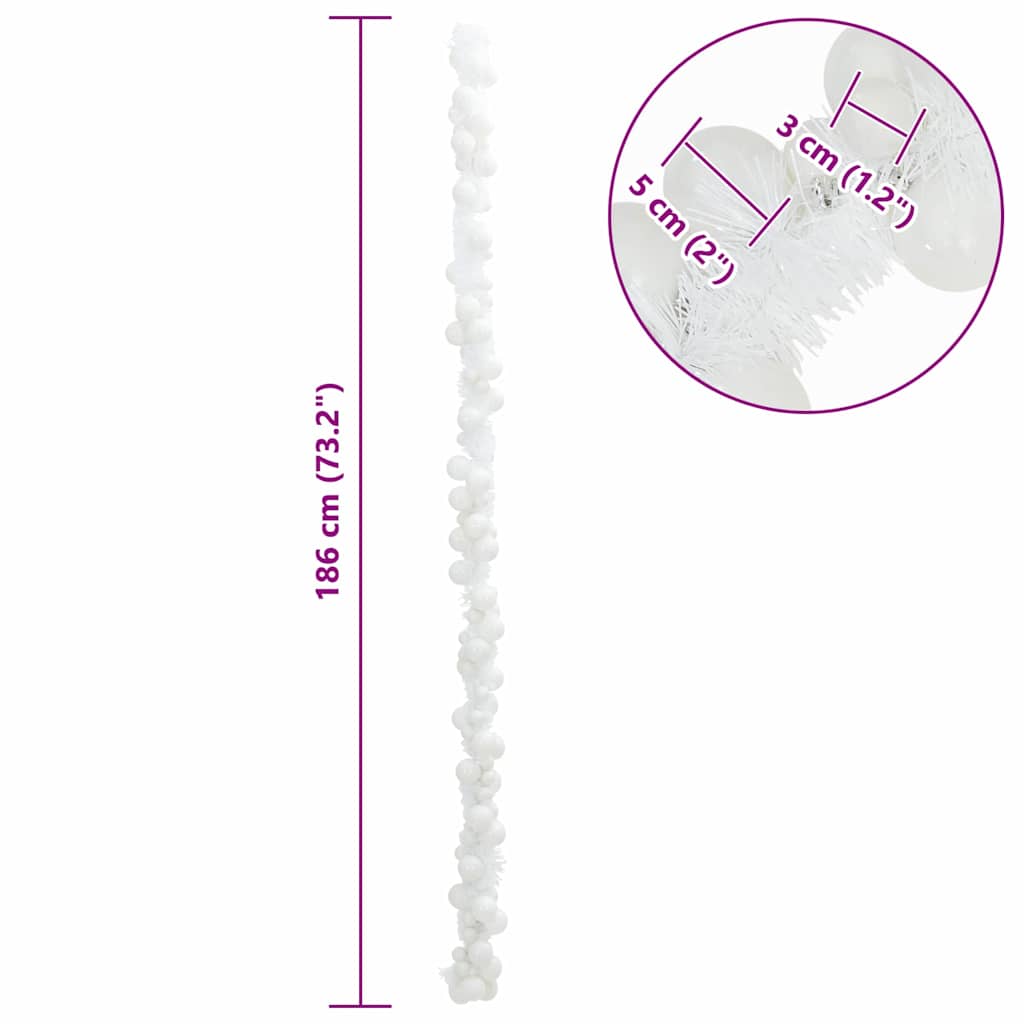 Weihnachtskugelgirlande Weiß 186 cm Polystyrol