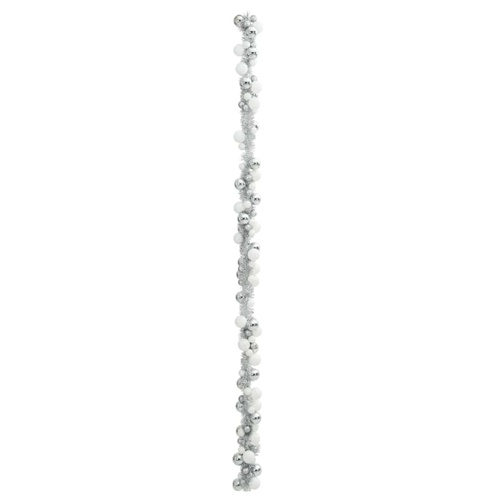 Weihnachtskugelgirlande Weiß und Silber 186 cm Polystyrol