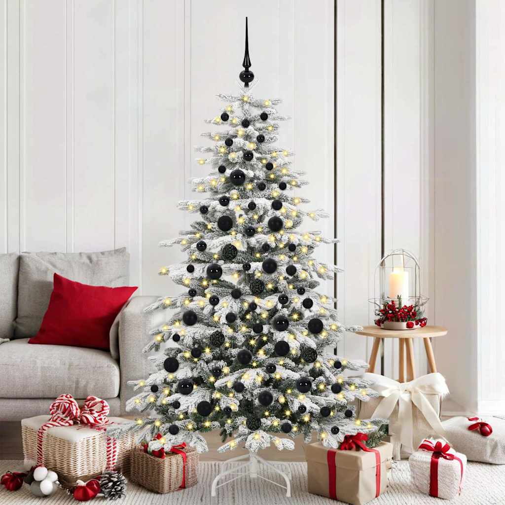 Weihnachtskugel-Set mit 300 LEDs 120 pcs Schwarz Kunststoff