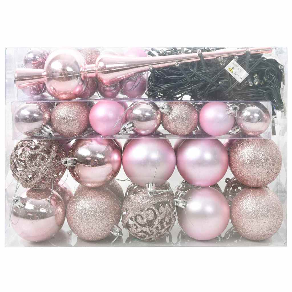 Weihnachtskugel-Set mit 150 LEDs 61 pcs Rosa Kunststoff