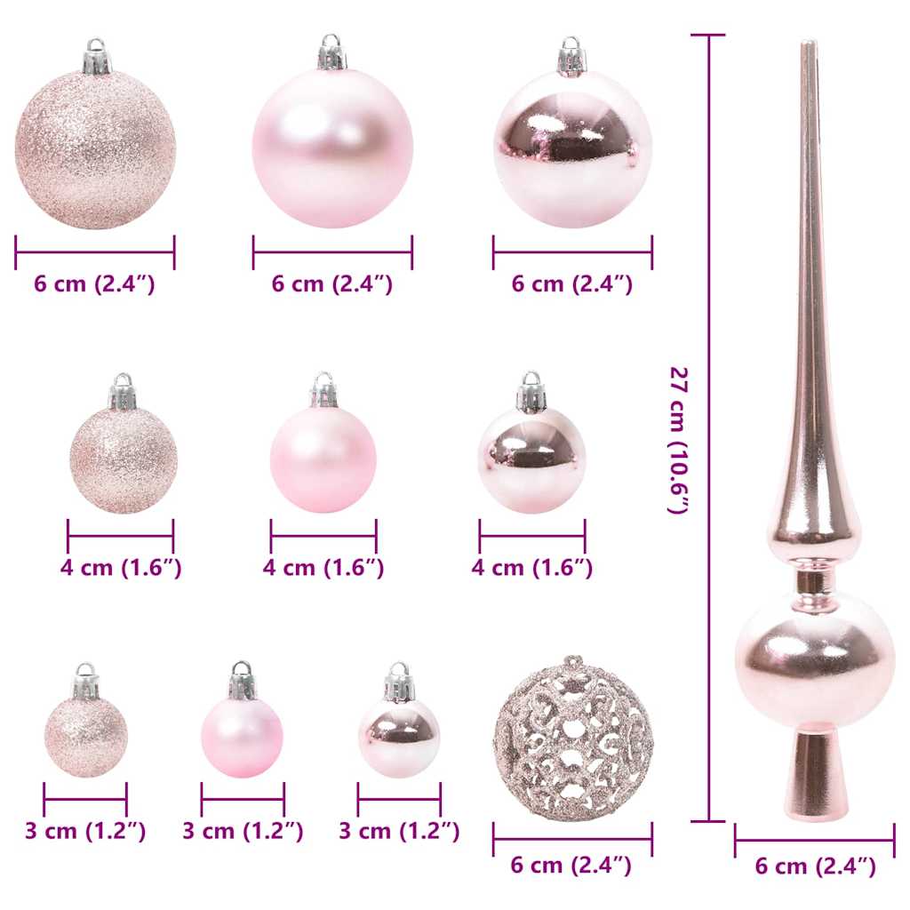 Weihnachtskugel-Set mit 150 LEDs 61 pcs Rosa Kunststoff