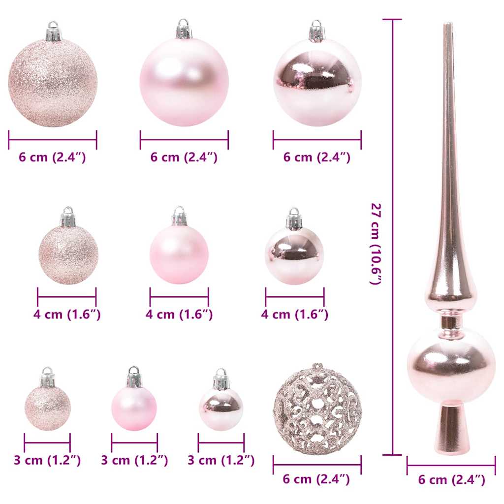 Weihnachtskugel-Set mit 300 LEDs 120 pcs Rosa Kunststoff