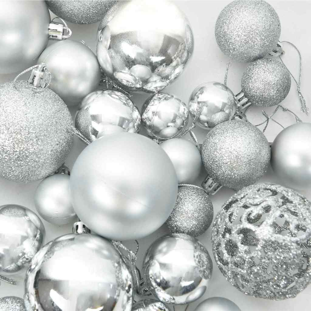 Weihnachtskugel-Set mit 300 LEDs 120 pcs Silber Kunststoff