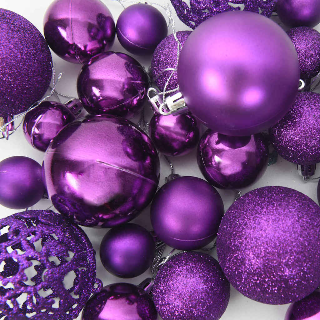 Weihnachtskugel-Set mit 150 LEDs 61 pcs Lila Kunststoff