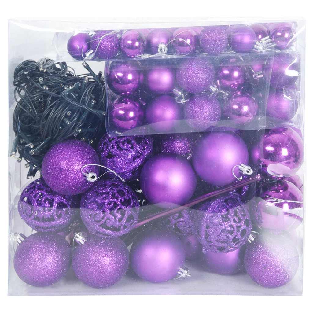 Weihnachtskugel-Set mit 300 LEDs 120 pcs Lila Kunststoff