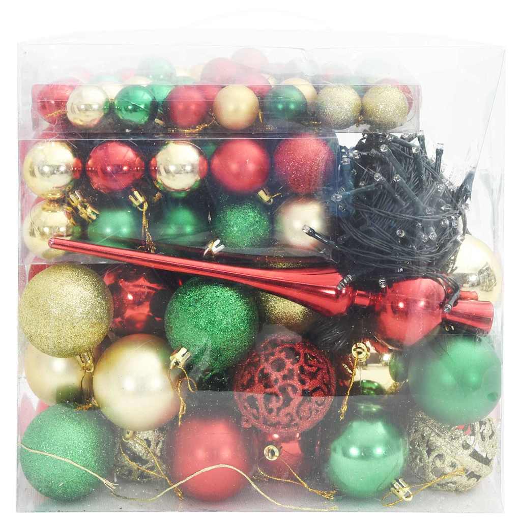Weihnachtskugel-Set mit 300 LEDs 120 pcs Mehrfarbig Kunststoff