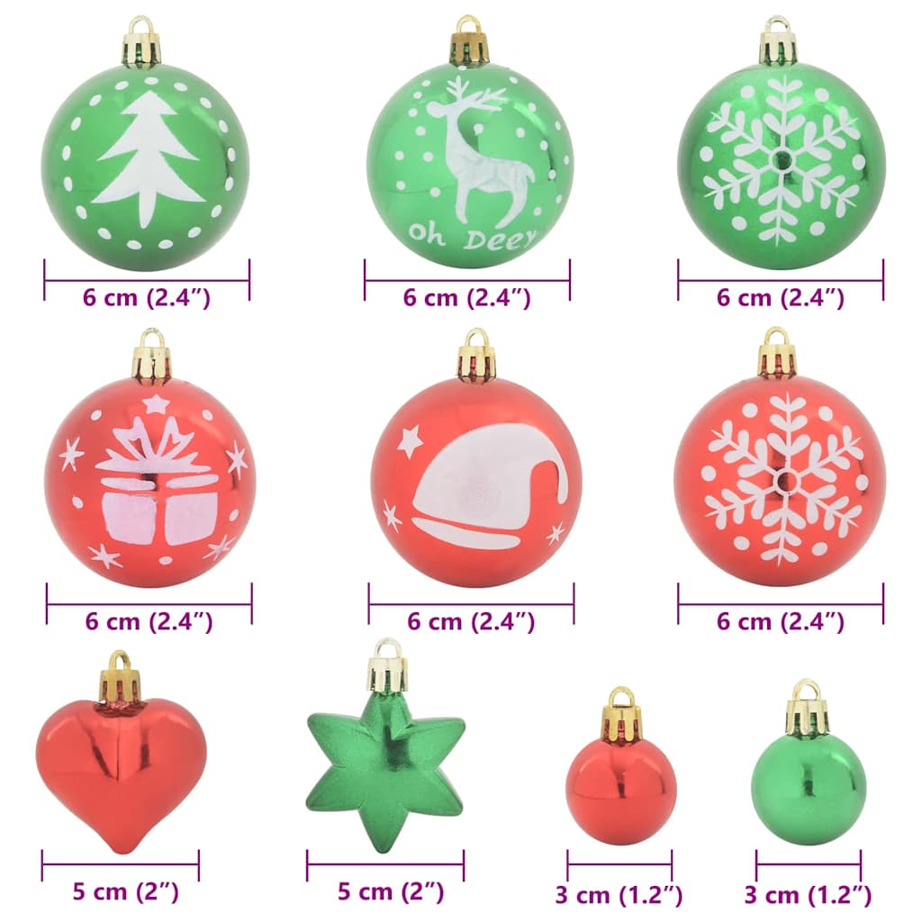 Weihnachtskugel-Set 40 pcs Rot und Grün