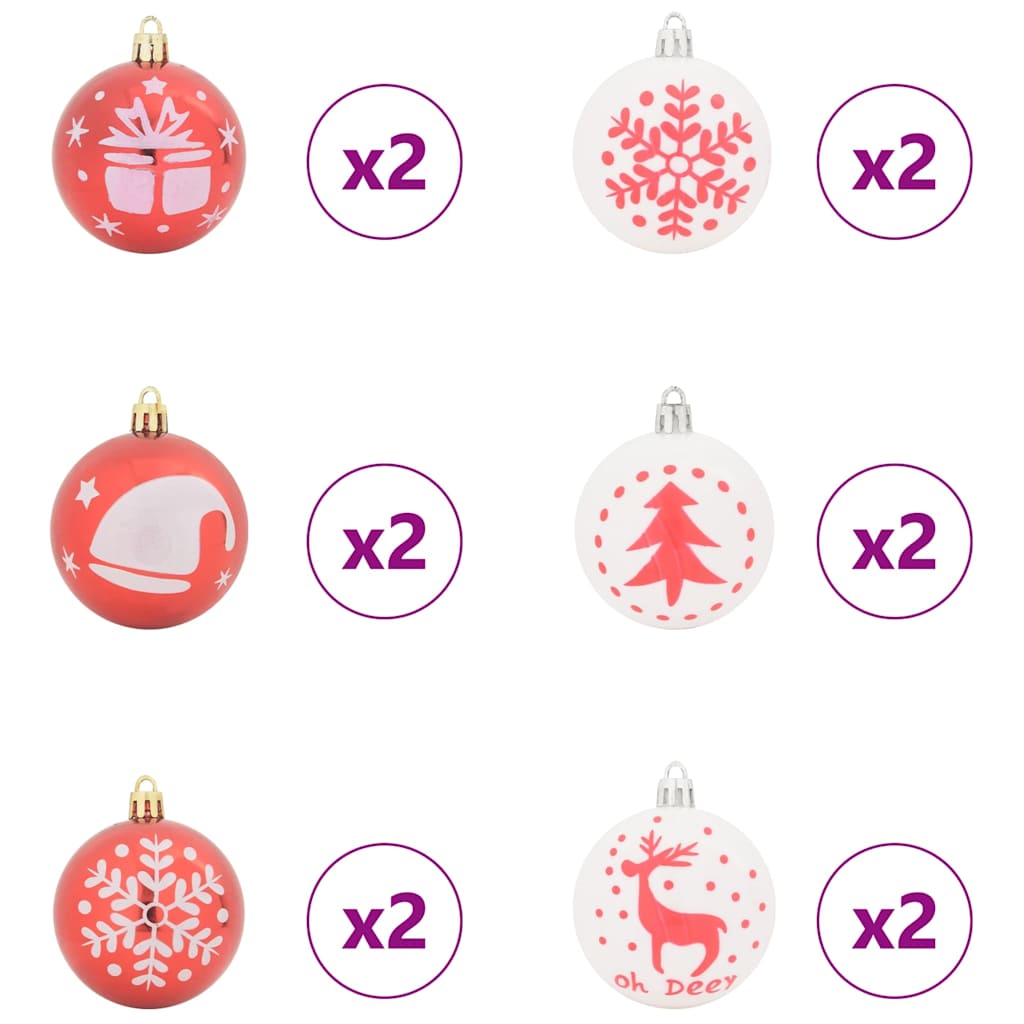 Weihnachtskugel-Set 40 pcs Rot und Weiß