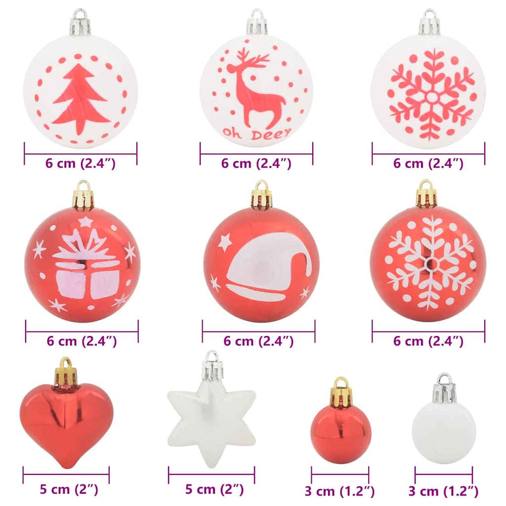 Weihnachtskugel-Set 40 pcs Rot und Weiß