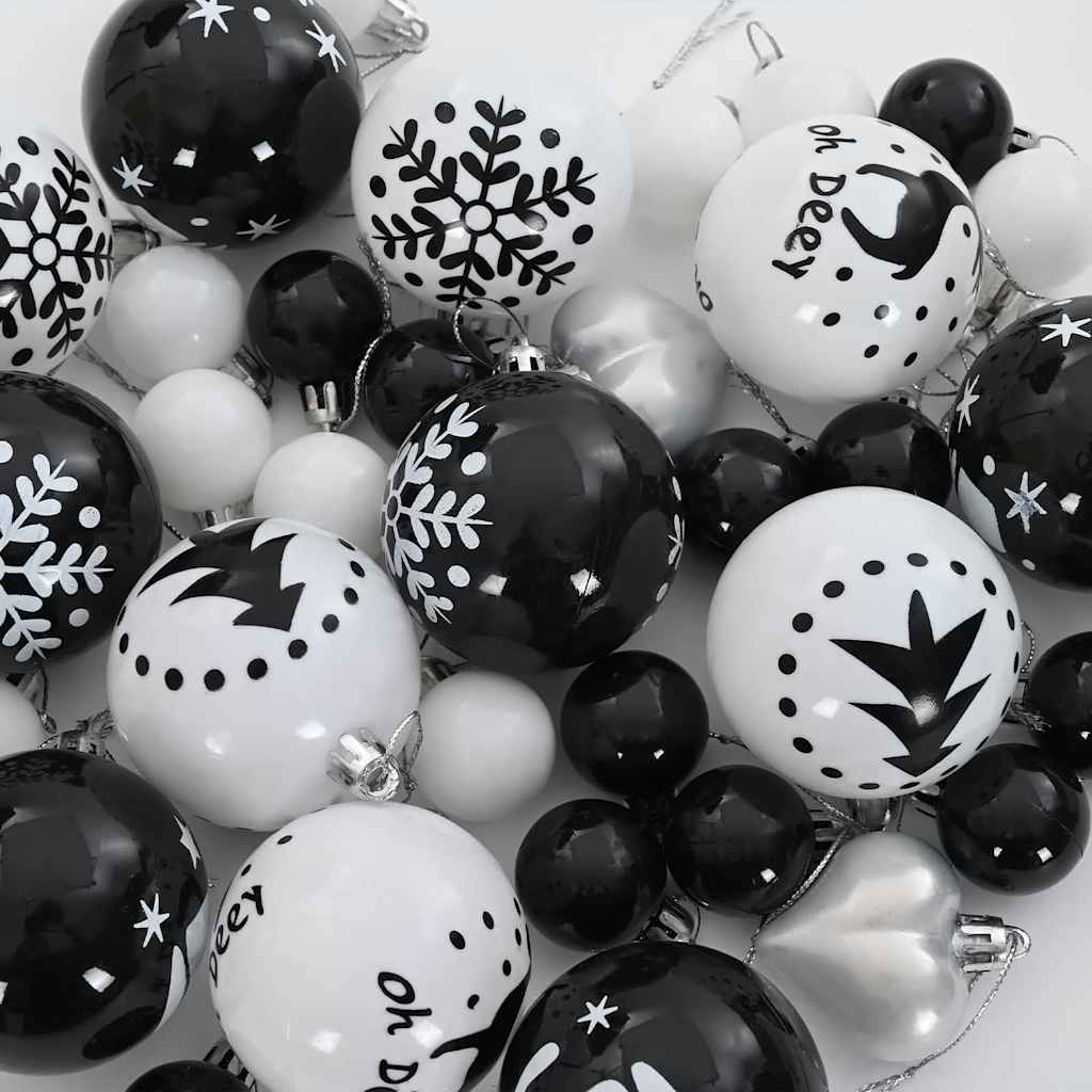Weihnachtskugel-Set 40 pcs Schwarz und Weiß