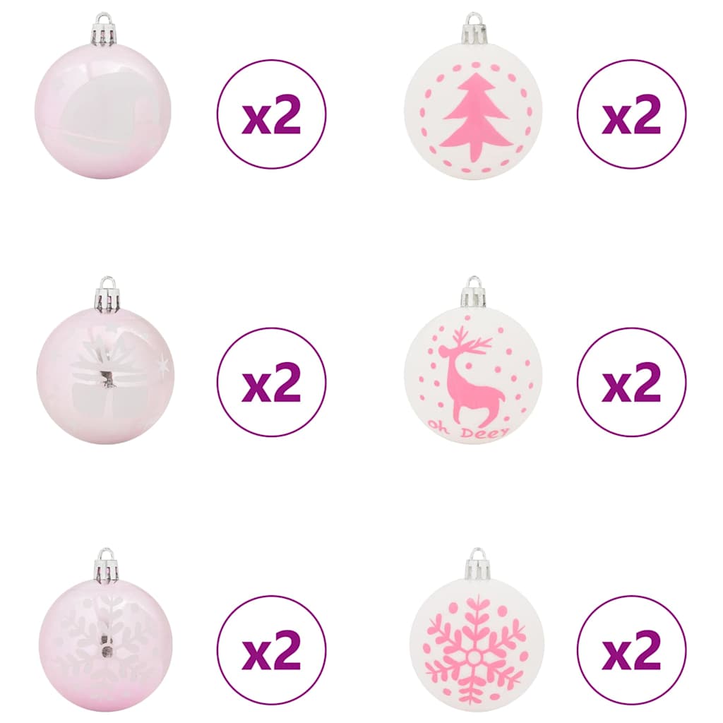 Weihnachtskugel-Set 40 pcs Weiß und Rosa