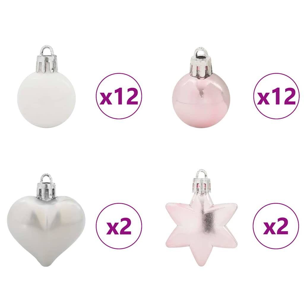 Weihnachtskugel-Set 40 pcs Weiß und Rosa