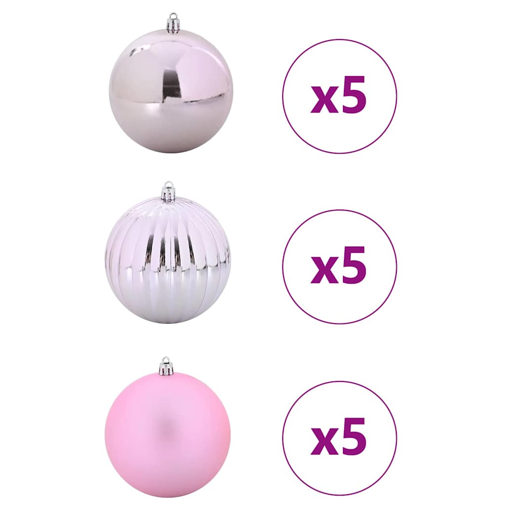Weihnachtskugel-Set 15 pcs Rosa