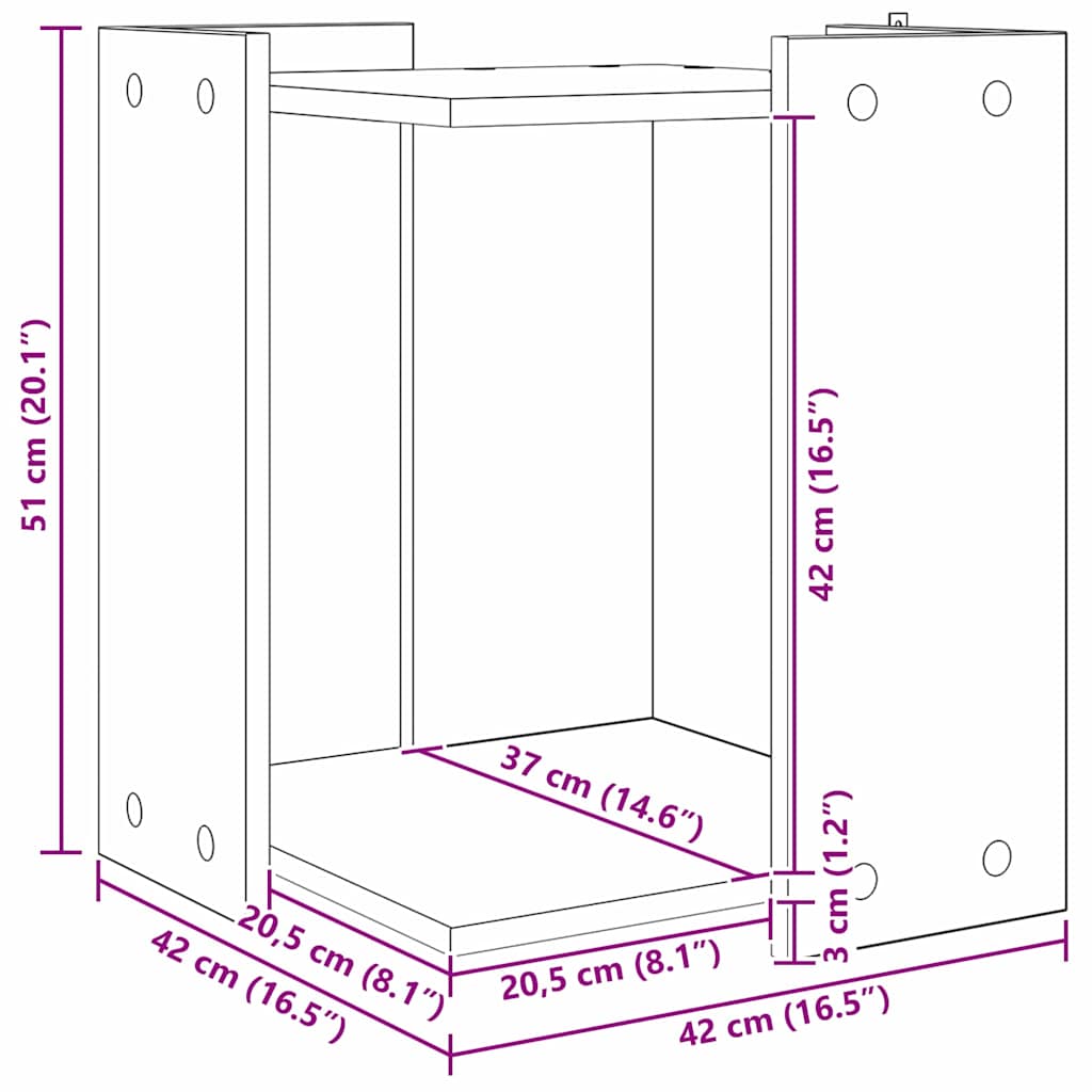 Katzenstreu Box Umzäunung Schwarz Eichen-Optik 42 x 42 x 51 cm