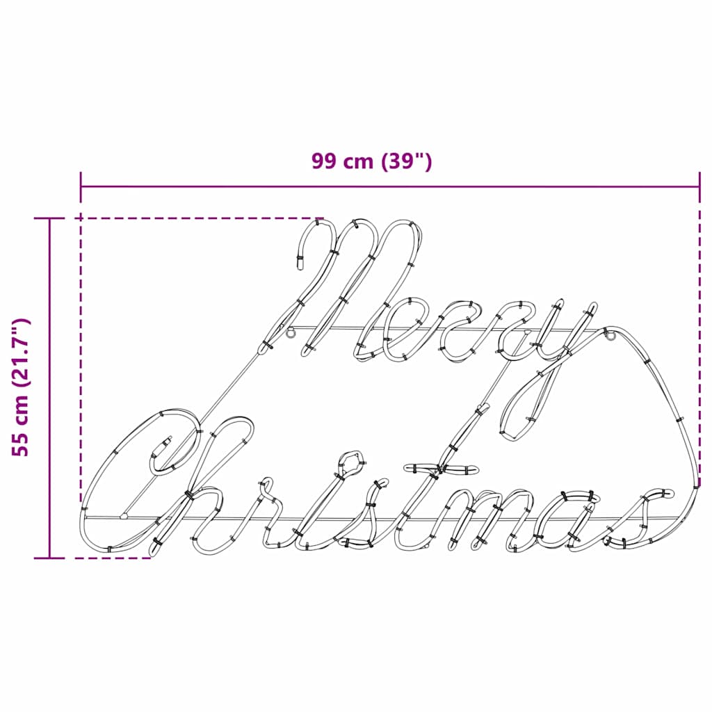 Weihnachtsschild mit 216 LEDs Rot 99 x 55 x 13 cm Eisen
