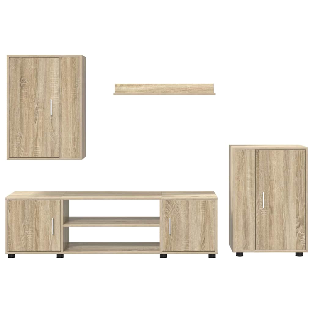 TV-Schrankset Wandmontiert 4 pcs Sonoma-Eiche Holzwerkstoff