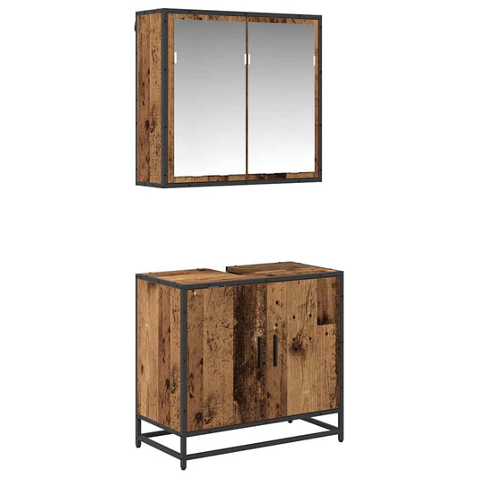 Badezimmermöbel-Set mit Regal 2 pcs Altholz Holzwerkstoff