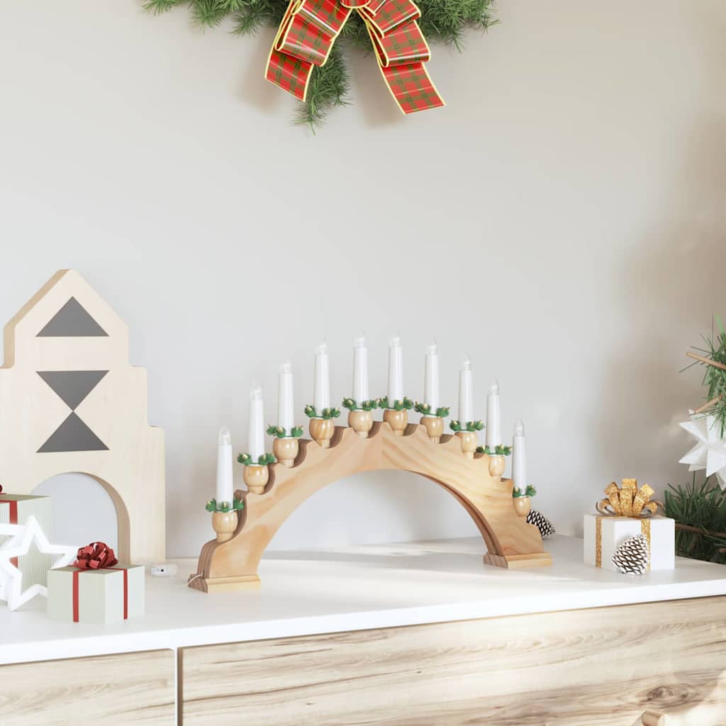 Weihnachtskerzenbogen mit 10 LED Kerzen Braun 47 x 5 x 29 cm